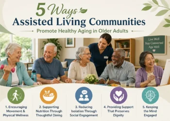 Older adults participating in healthy aging activities at an assisted living community